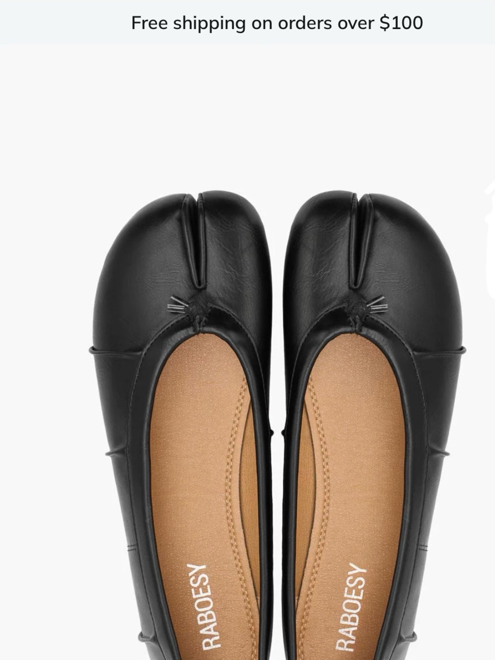 RABOESY Women’s Black Split-Toe Ballet Flats